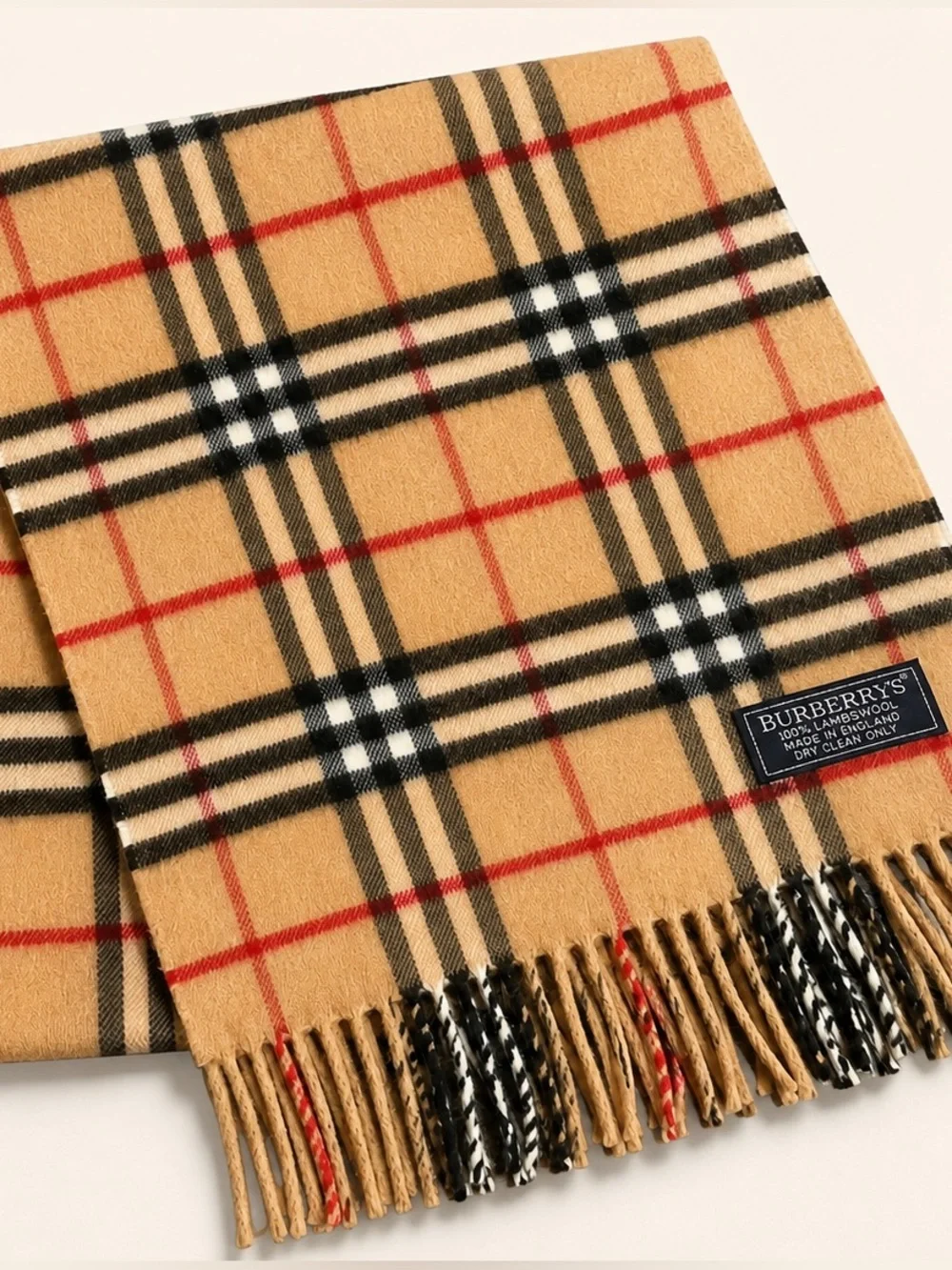 Burberry Camel Vintage Nova Check Wool Scarf